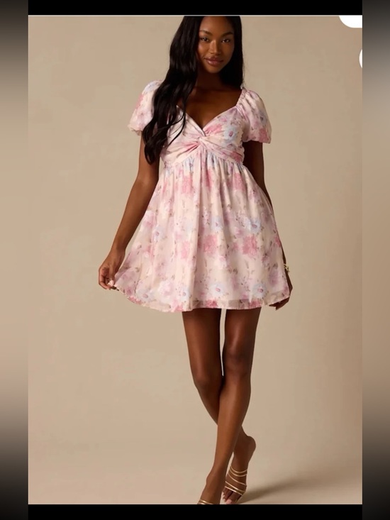 Lulus Dresses & Skirts - Lulus Fresh Florals Cream Floral Print Puff Sleeve Mini Dress Size Medium